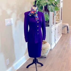 St.John Stretch Wool Knit Skirted Suit